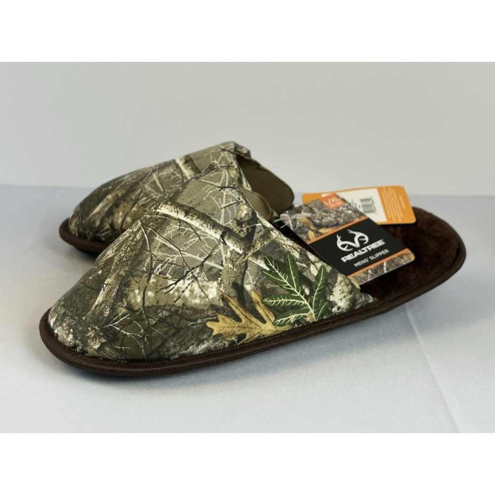 Realtree Edge Camo Mens Slippers L/XL 11-12 Faux Fur Cozy Lodge Cabin